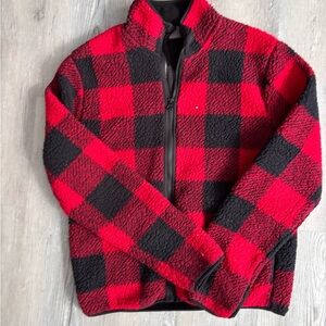Joe Fresh Red and Black Plaid Teddy Jacket